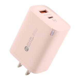 AR-PD12 65W QC3.0 USB and USB-C / Type-C PD Quick Charger, US Plug(Pink)