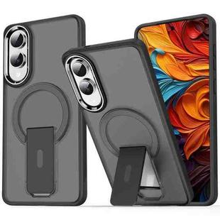 For Samsung Galaxy S25 Edge 5G Acrylic Hybrid TPU MagSafe Holder Phone Case(Transparent Black)