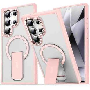 For Samsung Galaxy S25 Ultra 5G Acrylic Hybrid TPU MagSafe Holder Phone Case(Pink)