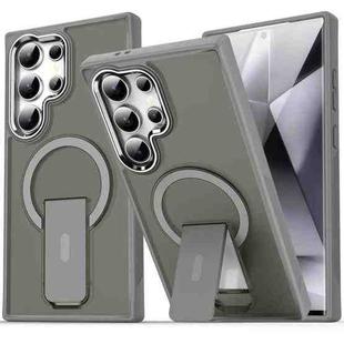 For Samsung Galaxy S25 Ultra 5G Acrylic Hybrid TPU MagSafe Holder Phone Case(Titanium Grey)