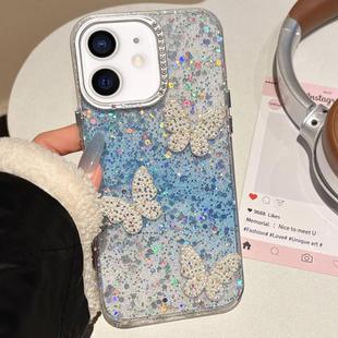 For iPhone 11 Butterflies Starry Sky Gradient IMD Phone Case(Blue)