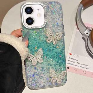 For iPhone 11 Butterflies Starry Sky Gradient IMD Phone Case(Green)