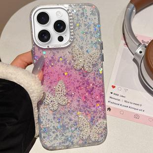 For iPhone 12 Pro Max Butterflies Starry Sky Gradient IMD Phone Case(Pink)