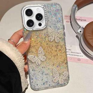 For iPhone 13 Pro Butterflies Starry Sky Gradient IMD Phone Case(Yellow)