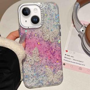 For iPhone 14 Butterflies Starry Sky Gradient IMD Phone Case(Pink)