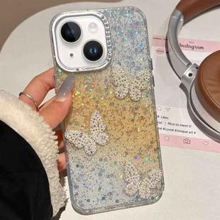 For iPhone 14 Plus Butterflies Starry Sky Gradient IMD Phone Case(Yellow)