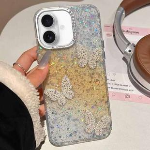 For iPhone 16 Butterflies Starry Sky Gradient IMD Phone Case(Yellow)