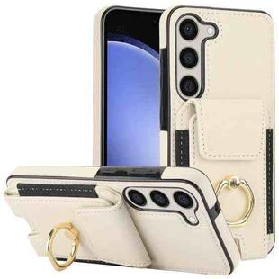 For Samsung Galaxy S25 5G Elastic Card Bag Ring Holder Phone Case(White)