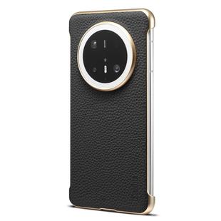 For Huawei Mate 70 Pro Denior A20 Genuine Leather Litchi Texture MagSafe Frameless Phone Case(Black)