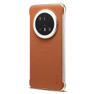 For Huawei Mate 70 Pro Denior A20 Genuine Leather Litchi Texture MagSafe Frameless Phone Case(Brown)