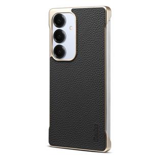 For Samsung Galaxy S25 5G Denior A20 Genuine Leather Litchi Texture MagSafe Frameless Phone Case(Black)