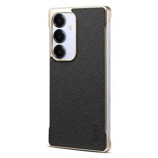 For Samsung Galaxy S25+ 5G Denior A20 Genuine Leather Litchi Texture MagSafe Frameless Phone Case(Black)