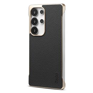 For Samsung Galaxy S25 Ultra 5G Denior A20 Genuine Leather Litchi Texture MagSafe Frameless Phone Case(Black)