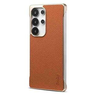 For Samsung Galaxy S25 Ultra 5G Denior A20 Genuine Leather Litchi Texture MagSafe Frameless Phone Case(Brown)