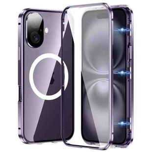 For iPhone 16 360 Full Body Magnetic Frosted MagSafe Phone Case(Purple)