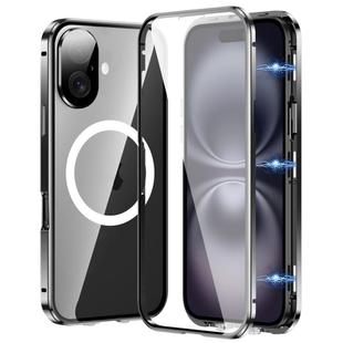 For iPhone 16 360 Full Body Magnetic Frosted MagSafe Phone Case(Black)