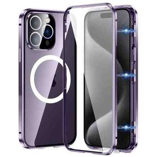 For iPhone 15 Pro Max 360 Full Body Magnetic Frosted MagSafe Phone Case(Purple)