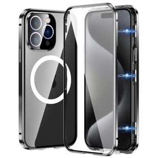 For iPhone 15 Pro Max 360 Full Body Magnetic Frosted MagSafe Phone Case(Black)