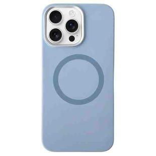 For iPhone 16 Pro Metal Frame Liquid Silicone MagSafe Phone Case(Sierra Blue)