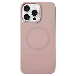 For iPhone 13 Pro Max Metal Frame Liquid Silicone MagSafe Phone Case(Cherry Blossom Pink)