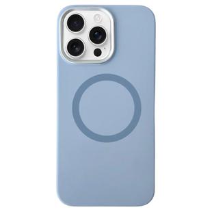For iPhone 13 Pro Metal Frame Liquid Silicone MagSafe Phone Case(Sierra Blue)