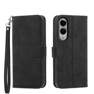 For Samsung Galaxy S25 Edge 5G Dierfeng Dream Line TPU Hybrid PU Leather Phone Case(Black)