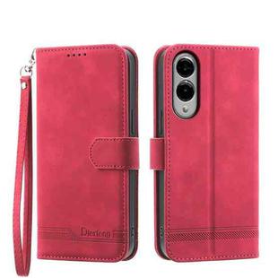 For Samsung Galaxy S25 Edge 5G Dierfeng Dream Line TPU Hybrid PU Leather Phone Case(Red)