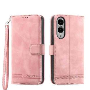 For Samsung Galaxy S25 Edge 5G Dierfeng Dream Line TPU Hybrid PU Leather Phone Case(Pink)