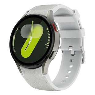 For Samsung Galaxy Watch 7 / 6 / 5 / 4 Silver Pin Buckle Leather Silicone Watch Band(Light Grey)