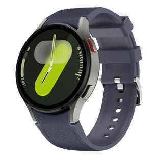 For Samsung Galaxy Watch 7 / 6 / 5 / 4 Silver Pin Buckle Leather Silicone Watch Band(Midnight Blue)