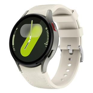 For Samsung Galaxy Watch 7 / 6 / 5 / 4 Silver Pin Buckle Leather Silicone Watch Band(Starlight)