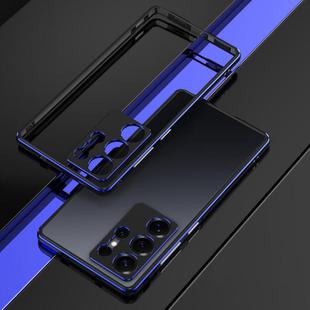 For Samsung Galaxy S25 Ultra 5G Aurora Series Lens Protector + Metal Frame Phone Case(Black Blue)