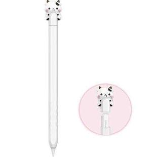 For Apple Pencil 2 / Pro LC129-2 Cartoon Anti-roll Silicone Protective Stylus Pen Case(White Cow)