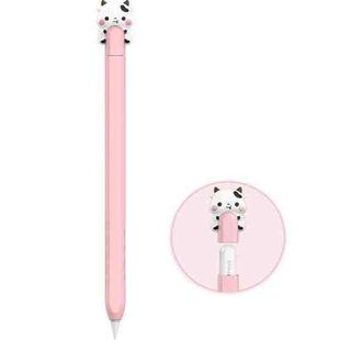 For Apple Pencil 2 / Pro LC129-2 Cartoon Anti-roll Silicone Protective Stylus Pen Case(Pink Cow)