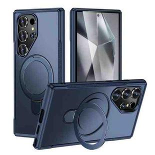 For Samsung Galaxy S24 Ultra 5G Skin Feel Magnetic Holder MagSafe Phone Case(Royal Blue)