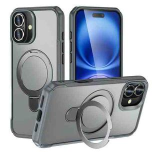 For iPhone 16 Skin Feel Magnetic Holder MagSafe Phone Case(Grey)