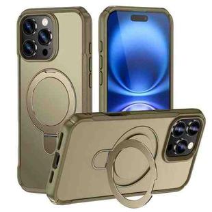 For iPhone 16 Pro Skin Feel Magnetic Holder MagSafe Phone Case(Khaki)