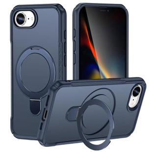 For iPhone 16e Skin Feel Magnetic Holder MagSafe Phone Case(Royal Blue)