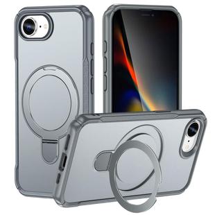 For iPhone 16e Skin Feel Magnetic Holder MagSafe Phone Case(Grey)