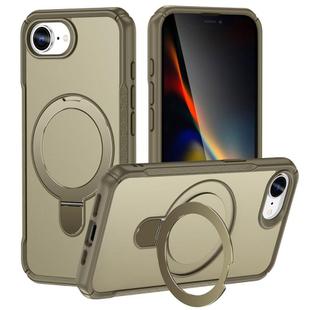 For iPhone 16e Skin Feel Magnetic Holder MagSafe Phone Case(Khaki)