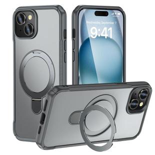 For iPhone 15 Plus / 14 Plus Skin Feel Magnetic Holder MagSafe Phone Case(Grey)
