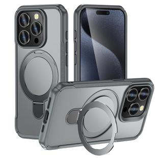 For iPhone 14 Pro Max Skin Feel Magnetic Holder MagSafe Phone Case(Grey)
