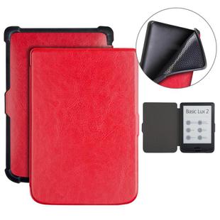 For Pocketbook B606 628 633 632 627 616 Crazy Horse Texture TPU Leather Smart Tablet Case(Red)