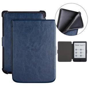 For Pocketbook B606 628 633 632 627 616 Crazy Horse Texture TPU Leather Smart Tablet Case(Dark Blue)
