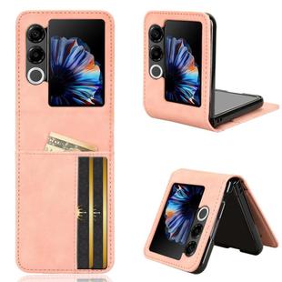 For ZTE nubia Flip2 Skin-feeling Half-split Card Slot Folding Phone Case(Pink)