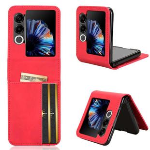 For ZTE nubia Flip2 Skin-feeling Half-split Card Slot Folding Phone Case(Red)