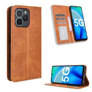 For Fossibot S1 5G Magnetic Buckle Retro Texture Leather Phone Case(Brown)