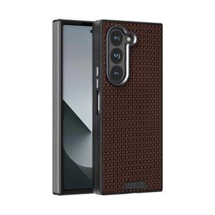 For Samsung Galaxy Z Fold6 5G ABEEL Ruyi Pattern 6D Micro Relief MagSafe Leather Phone Case(Brown)