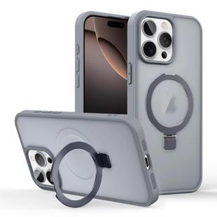 For iPhone 16 Pro Skin-feel Ring MagSafe Holder Phone Case(Titanium Gray)