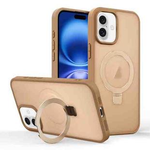 For iPhone 16 Plus Skin-feel Ring MagSafe Holder Phone Case(Desert Gold)